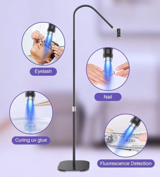 Черная лампа напольная LED HD-AL10 на 6 Вт для наращивания ресниц 000299 фото